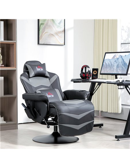 HOMCOM Massage Recliner Chair with Remote, PU Leather Recliner Armchair with Cup Holders and Side Pockets, Racing Style Reclinin - pic 160942 | FastDaddyshop