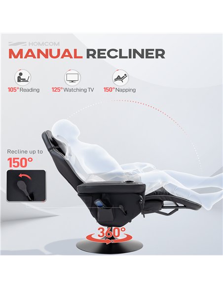 HOMCOM Massage Recliner Chair with Remote, PU Leather Recliner Armchair with Cup Holders and Side Pockets, Racing Style Reclinin - pic 160945 | FastDaddyshop