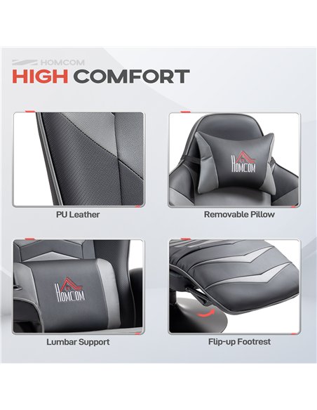 HOMCOM Massage Recliner Chair with Remote, PU Leather Recliner Armchair with Cup Holders and Side Pockets, Racing Style Reclinin - pic 160946 | FastDaddyshop