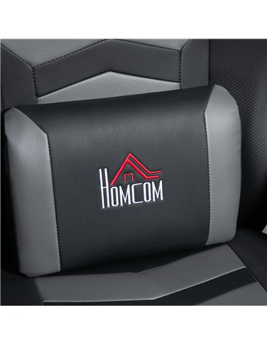 HOMCOM Massage Recliner Chair with Remote, PU Leather Recliner Armchair with Cup Holders and Side Pockets, Racing Style Reclinin