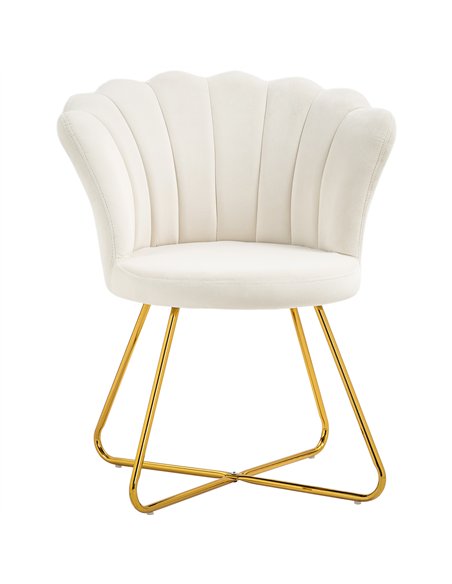 HOMCOM Velvet-Feel Lotus Petal Accent Chair - Cream - pic 160950 | FastDaddyshop