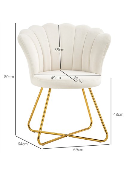 HOMCOM Velvet-Feel Lotus Petal Accent Chair - Cream - pic 160952 | FastDaddyshop
