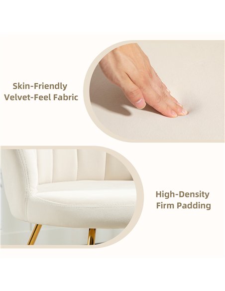 HOMCOM Velvet-Feel Lotus Petal Accent Chair - Cream - pic 160954 | FastDaddyshop