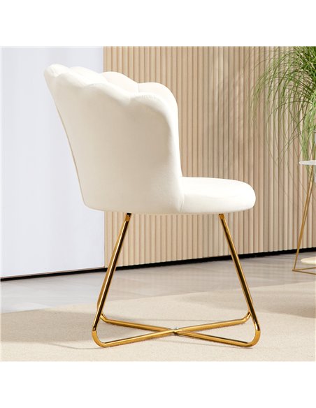 HOMCOM Velvet-Feel Lotus Petal Accent Chair - Cream - pic 160957 | FastDaddyshop