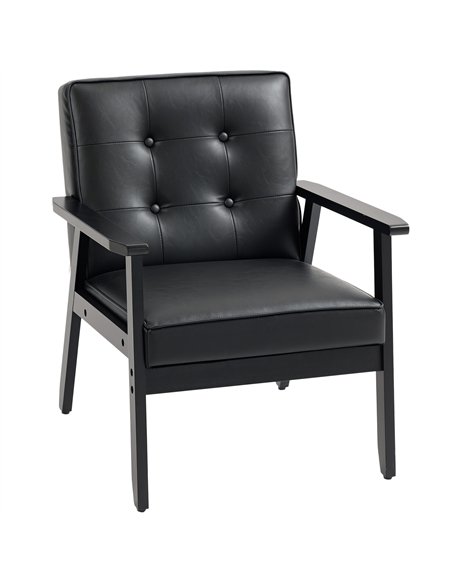 HOMCOM Retro-Style Accent Chair, with Faux Leather Seat - Black - pic 160959 | FastDaddyshop