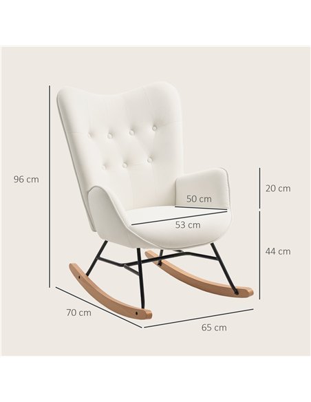 HOMCOM Rocking Chair, Modern Upholstered Velvet Armchair with Solid Wood Legs and Metal Frame for Living Room, Bedroom, Cream - pic 160970 | FastDaddyshop