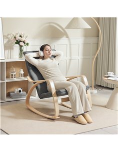 HOMCOM Comfortable Relax Rocking Chair, Upholstered Lounge Chair Recliner with High Back and Headrest for Living Room, Bedroom,  2