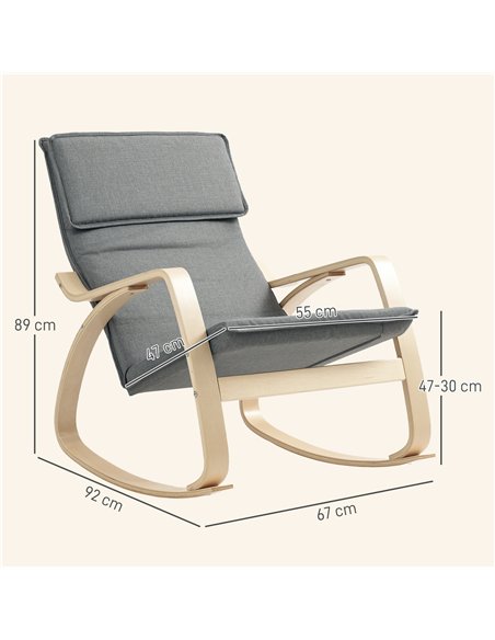 HOMCOM Comfortable Relax Rocking Chair, Upholstered Lounge Chair Recliner with High Back and Headrest for Living Room, Bedroom,  - pic 160979 | FastDaddyshop