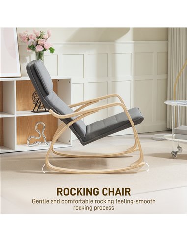 HOMCOM Comfortable Relax Rocking Chair, Upholstered Lounge Chair Recliner with High Back and Headrest for Living Room, Bedroom, 