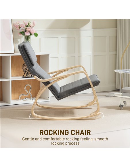 HOMCOM Comfortable Relax Rocking Chair, Upholstered Lounge Chair Recliner with High Back and Headrest for Living Room, Bedroom,  - pic 160980 | FastDaddyshop