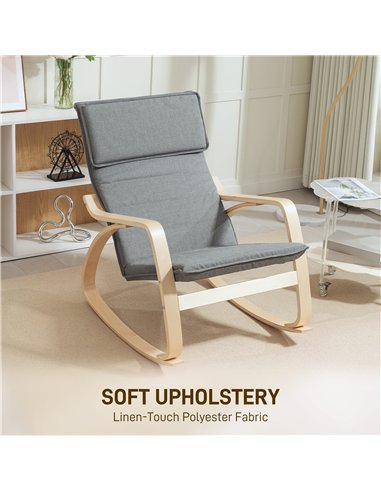 HOMCOM Comfortable Relax Rocking Chair, Upholstered Lounge Chair Recliner with High Back and Headrest for Living Room, Bedroom, 