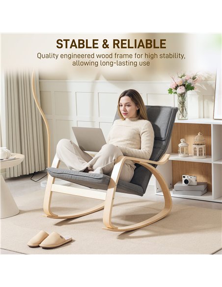 HOMCOM Comfortable Relax Rocking Chair, Upholstered Lounge Chair Recliner with High Back and Headrest for Living Room, Bedroom,  - pic 160982 | FastDaddyshop