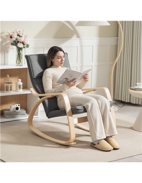 HOMCOM Comfortable Relax Rocking Chair, Upholstered Lounge Chair Recliner with High Back and Headrest for Living Room, Bedroom,  - pic 160983 | FastDaddyshop