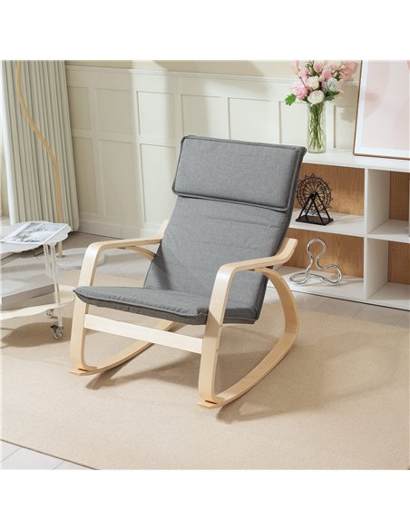 HOMCOM Comfortable Relax Rocking Chair, Upholstered Lounge Chair Recliner with High Back and Headrest for Living Room, Bedroom,  - pic 160984 | FastDaddyshop
