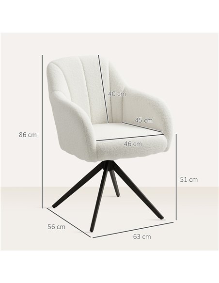 HOMCOM 360° Swivel Accent Chair, Teddy Fleece Fabric Armchair, Upholstered Tufted Vanity Chair with Steel Legs for Living Room,  - pic 160988 | FastDaddyshop