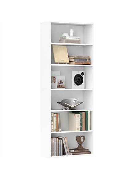 HOMCOM Six Shelf Bookcase - White - pic 160995 | FastDaddyshop