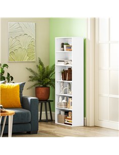 HOMCOM Six Shelf Bookcase - White 2