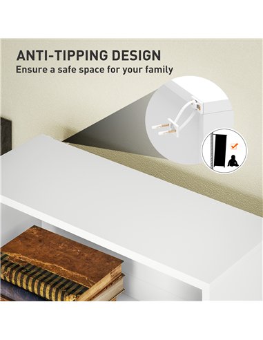 HOMCOM Six Shelf Bookcase - White