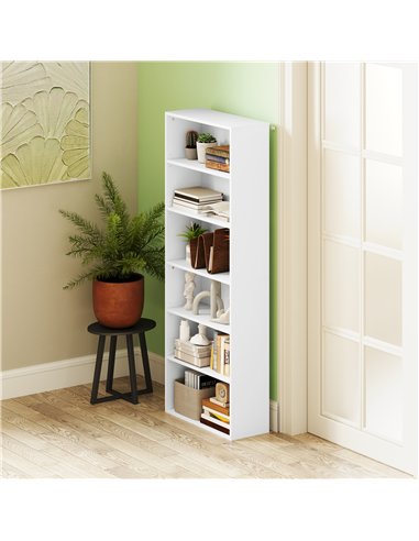 HOMCOM Six Shelf Bookcase - White