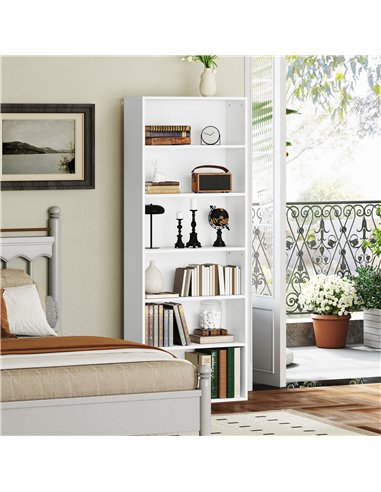 HOMCOM Six Shelf Bookcase - White