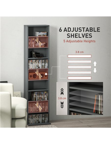 HOMCOM 260 Narrow CD Storage Unit - Grey - pic 161008 | FastDaddyshop