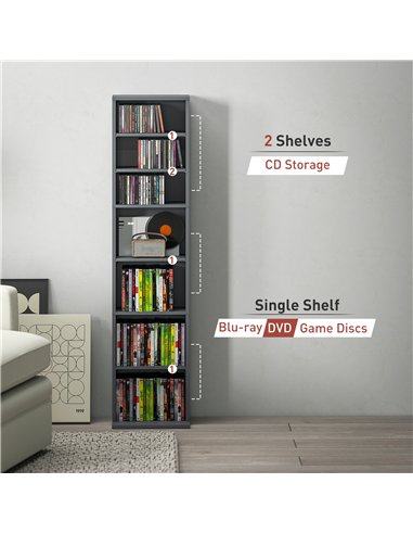 HOMCOM 260 Narrow CD Storage Unit - Grey