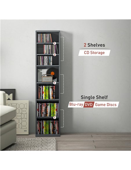 HOMCOM 260 Narrow CD Storage Unit - Grey - pic 161011 | FastDaddyshop