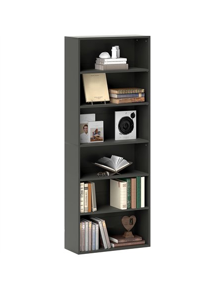 HOMCOM Six Shelf Bookcase - Black - pic 161013 | FastDaddyshop