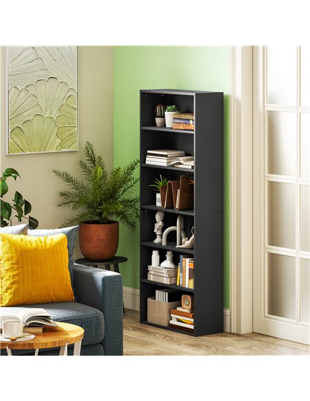 HOMCOM Six Shelf Bookcase - Black - pic 161014 | FastDaddyshop