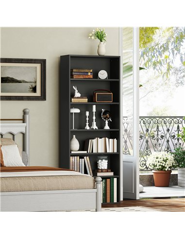 HOMCOM Six Shelf Bookcase - Black