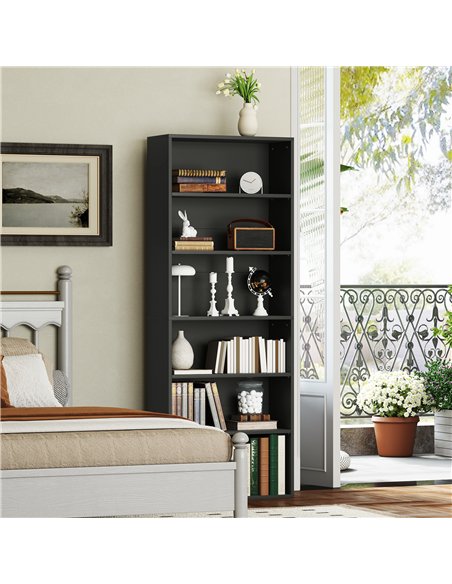 HOMCOM Six Shelf Bookcase - Black - pic 161019 | FastDaddyshop