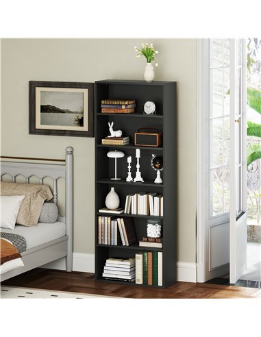 HOMCOM Six Shelf Bookcase - Black
