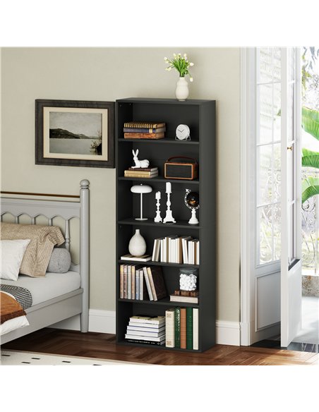 HOMCOM Six Shelf Bookcase - Black - pic 161020 | FastDaddyshop