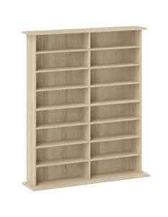 HOMCOM 16-Compartment Media Shelf - Nature Wood Finish