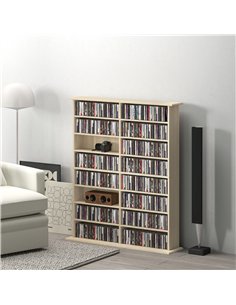 HOMCOM 16-Compartment Media Shelf - Nature Wood Finish 2