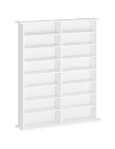 HOMCOM 16-Compartment Media Shelf- White