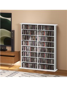 HOMCOM 16-Compartment Media Shelf- White 2