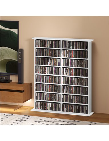 HOMCOM 16-Compartment Media Shelf- White