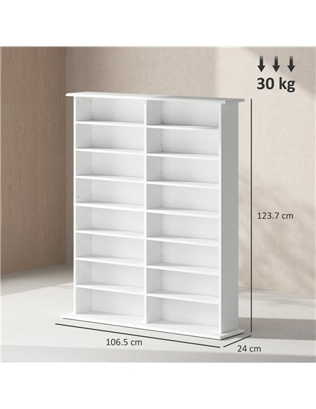 HOMCOM 16-Compartment Media Shelf- White - pic 161051 | FastDaddyshop