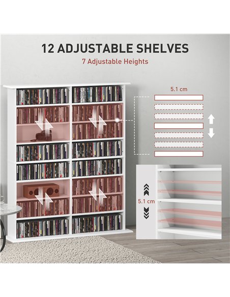 HOMCOM 16-Compartment Media Shelf- White - pic 161053 | FastDaddyshop