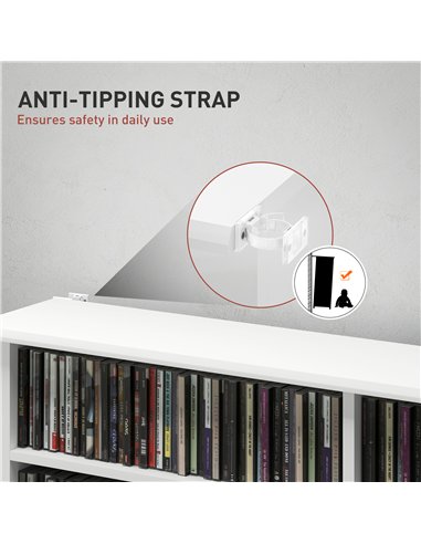 HOMCOM 16-Compartment Media Shelf- White