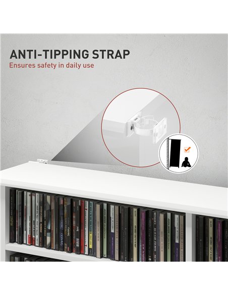 HOMCOM 16-Compartment Media Shelf- White - pic 161054 | FastDaddyshop