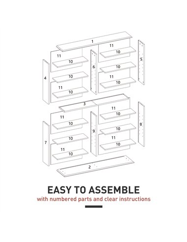 HOMCOM 16-Compartment Media Shelf- White