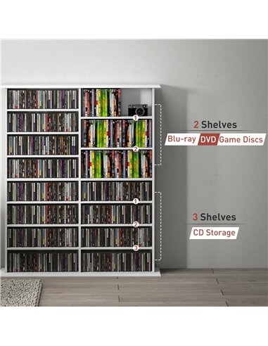 HOMCOM 16-Compartment Media Shelf- White