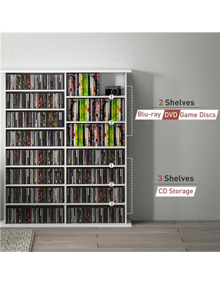 HOMCOM 16-Compartment Media Shelf- White - pic 161056 | FastDaddyshop