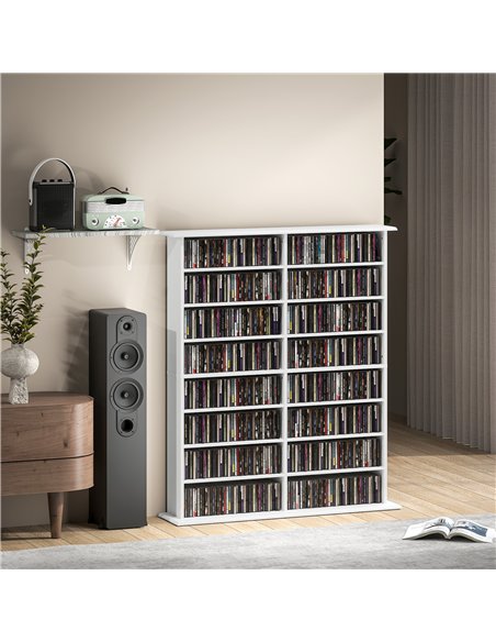 HOMCOM 16-Compartment Media Shelf- White - pic 161057 | FastDaddyshop