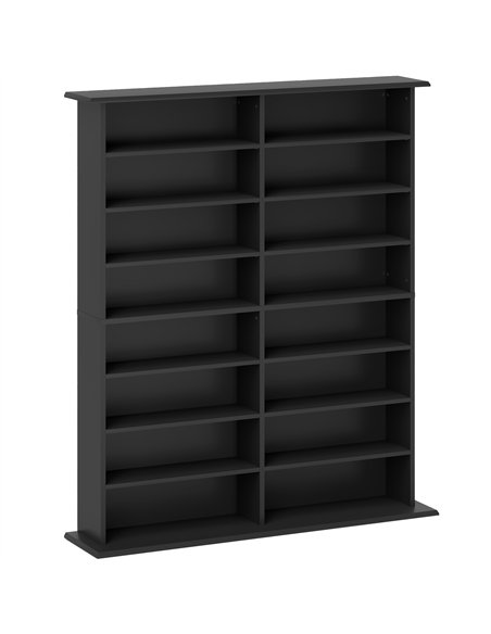HOMCOM 16-Compartment Media Shelf - Black - pic 161058 | FastDaddyshop