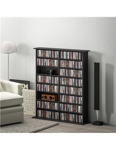 HOMCOM 16-Compartment Media Shelf - Black