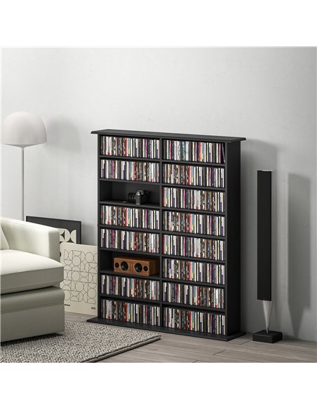 HOMCOM 16-Compartment Media Shelf - Black - pic 161059 | FastDaddyshop
