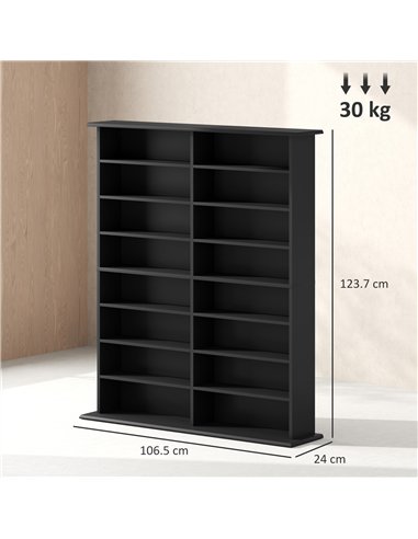 HOMCOM 16-Compartment Media Shelf - Black